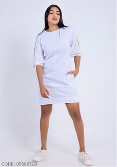 ZARIA SLEEVE TAPING WHITE DRESS Buy NILS Online for specialGifts
